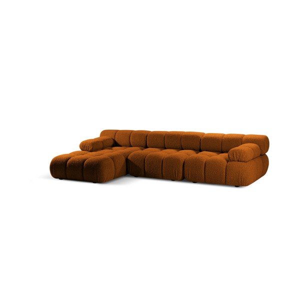 Terrakota värvi buklee kangast moodulnurgadiivan (vasak nurk/diivanvoodiga) - Micadoni-image-2