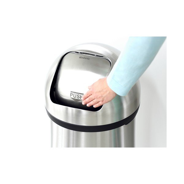 Matt hõbedane terasest prügikast 60 l Push Bin - Brabantia-image-4