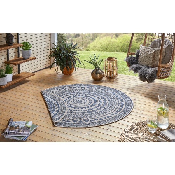 Sinine ja kreemikas õuevaip , ø 140 cm Coron - NORTHRUGS-image-3