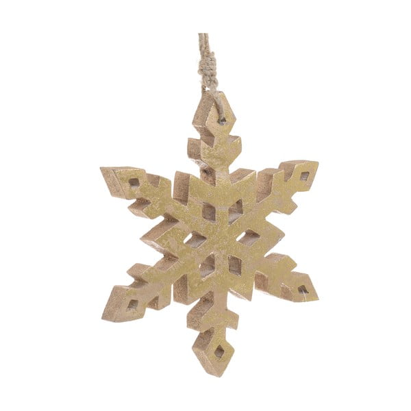 Vánoční dřevěná závěsná dekorace ve tvaru sněhové vločky InArt Freya