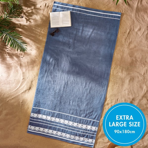 Sinine puuvillane rannarätik 90x180 cm Anchors - Catherine Lansfield-image-4