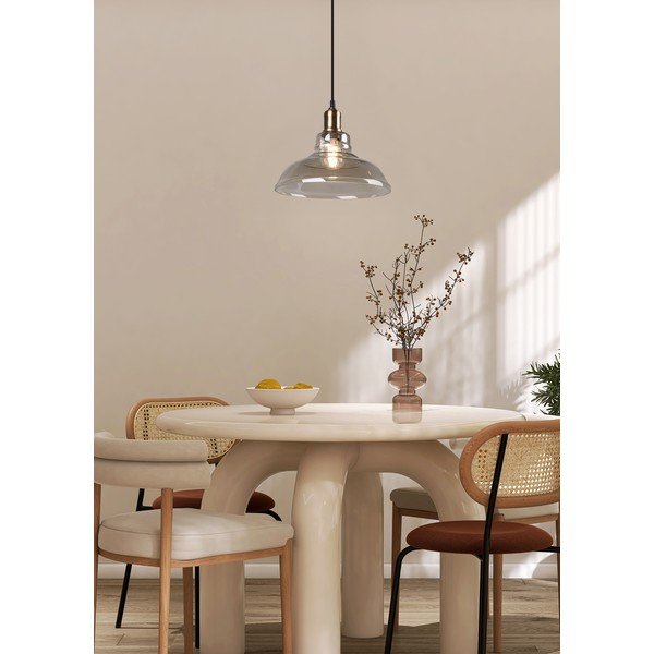 Messingivärvi metallist rippvalgusti klaasist varjuga ø 28 cm Aldo - Reality-image-1