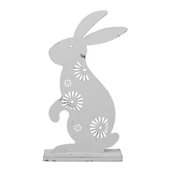 Bílá kovová dekorace zajíčka Ego Dekor, výška 24 cm