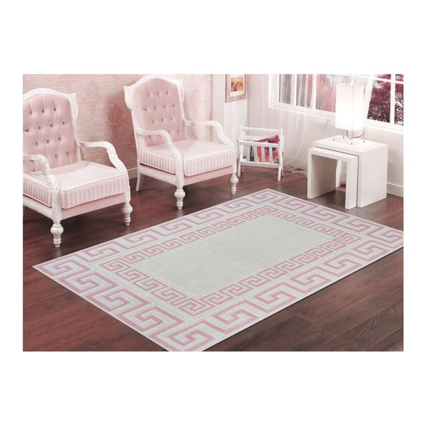 Pudrově růžový odolný koberec Vitaus Versace Pudra, 100 x 300 cm