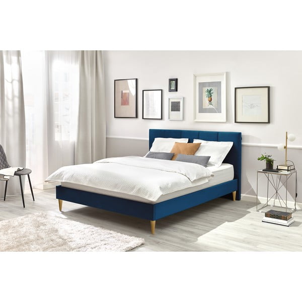 Sinine kaheinimese pehmendusega voodi koos võrega 180x200 cm Vivara - Bobochic Paris-image-3