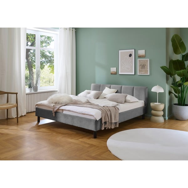 Hall polsterdatud kaheinimesevoodi ilma liistudeta 180x200 cm Joker - Meise Möbel-image-1