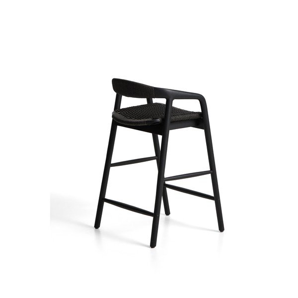Must baaritool tammepuidust käetugedega (istme kõrgus 65 cm) Derile - Kave Home-image-3