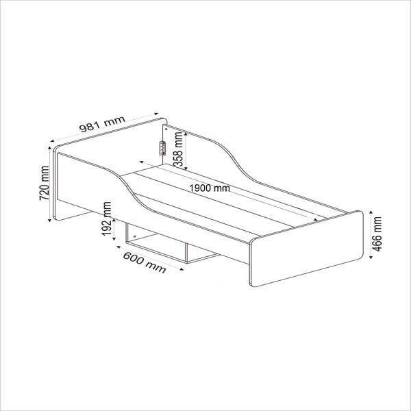 Puiduvärvi üheinimesevoodi koos panipaigaga 90x190 cm Evren - Kalune Design-image-4