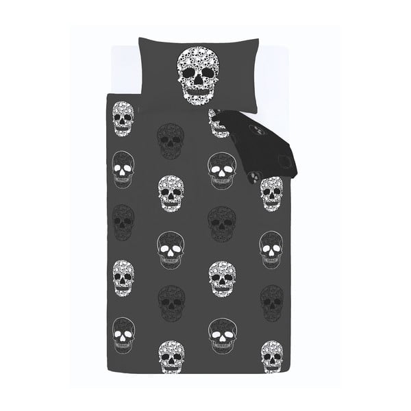 Tumehall laste voodipesu üheinimesevoodile 135x200 cm Skulls - Catherine Lansfield