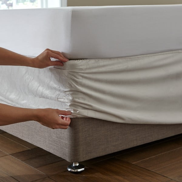 Kreem sametist voodiraami kate 152x198 cm Kingsley – Catherine Lansfield-image-2