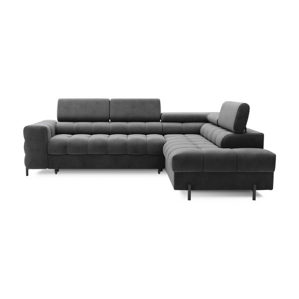 Tumehall sametist lahtikäiv/sahtliga nurgadiivan (parem nurk/L-kujuline) Ferucce – ELTAP