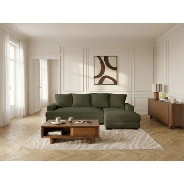 Roheline velvetist diivanvoodi/panipaigaga nurgadiivan (parempoolne nurk/diivanvoodiga) Campi - Bobochic Paris-image-1