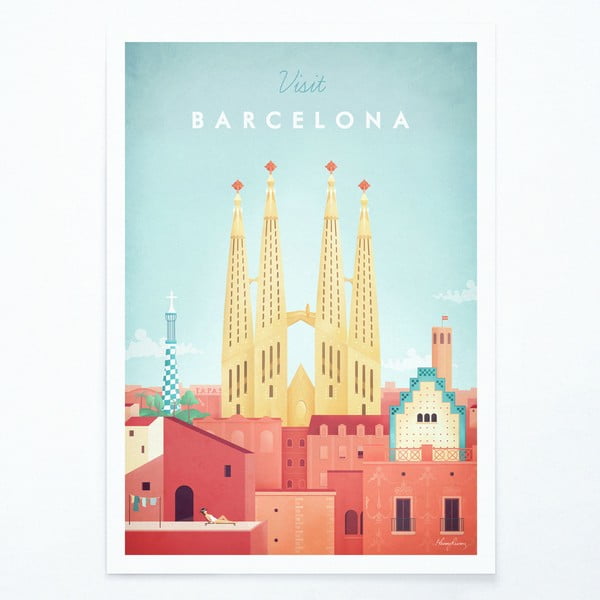 Plakat , 30 x 40 cm Barcelona - Travelposter