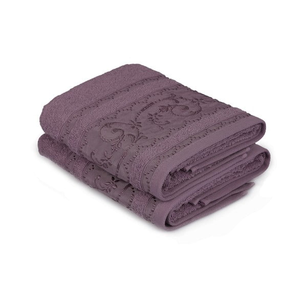 Sada 2 fialových bavlněných ručníků Yosemine, 50 x 90 cm