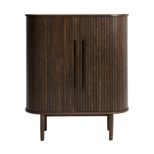 Tammepuust kapp lükandustega tumedas naturaalses värvitoonis 100x118x40 cm Meta - Unique Furniture-image-2