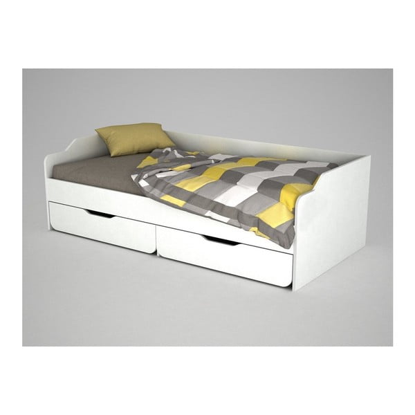 Bílá dřevěná jednolůžková postel Young
