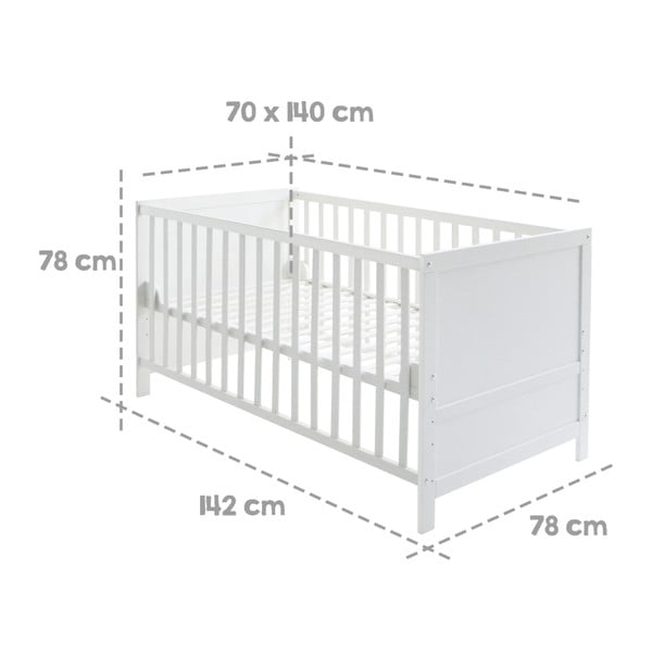 Valge võrevoodi koos varikatusega 70x140 cm - Roba-image-4