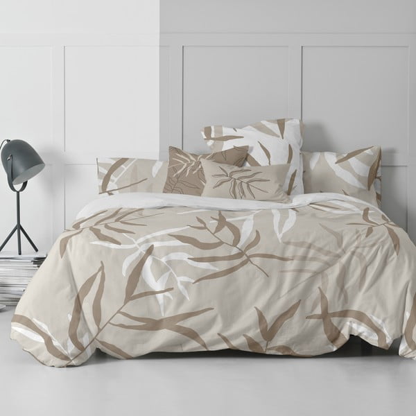 Valge-pruun puuvillane voodikate kaheinimesevoodile 200x200 cm Maple - Blanc