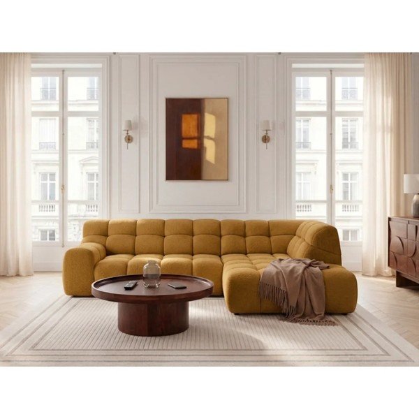 Kollane diivanvoodi/elektrilise istmepikendusega nurgadiivan (parem nurk/L-kujuline) Andre - Bobochic Paris-image-2