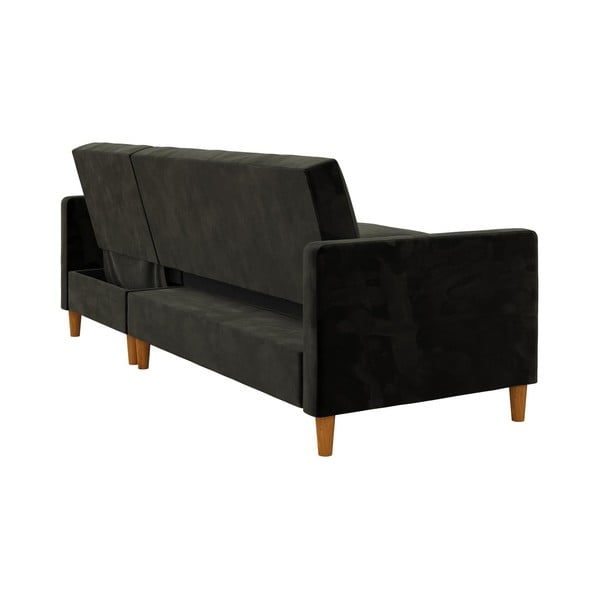 Must muutuv diivanvoodi sametpinnaga ja hoiuruumiga Celine - Støraa-image-3