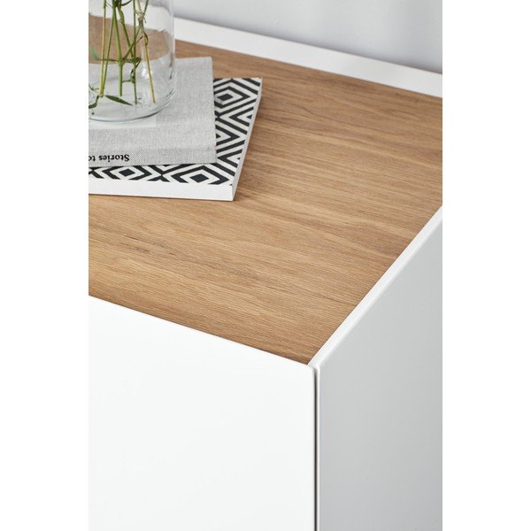 Valge madal tammedekooriga kummut 110x85 cm Arista – Teulat-image-2