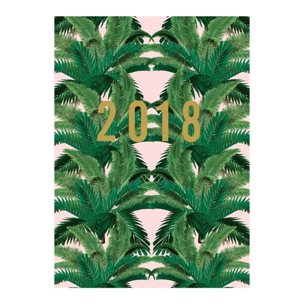 Diář pro rok 2018 Portico Designs Pink Palm, A6