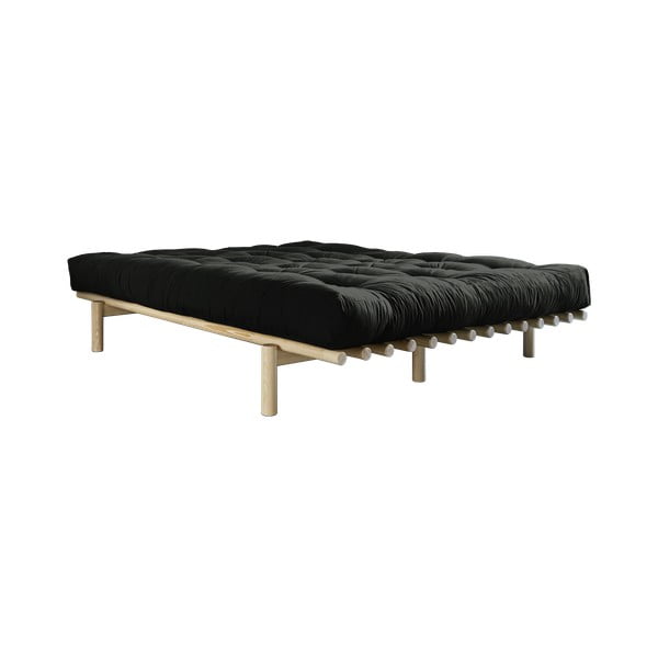 Dvoulůžková postel z borovicového dřeva s matrací Karup Design Pace Comfort Mat Natural Clear/Black, 180 x 200 cm