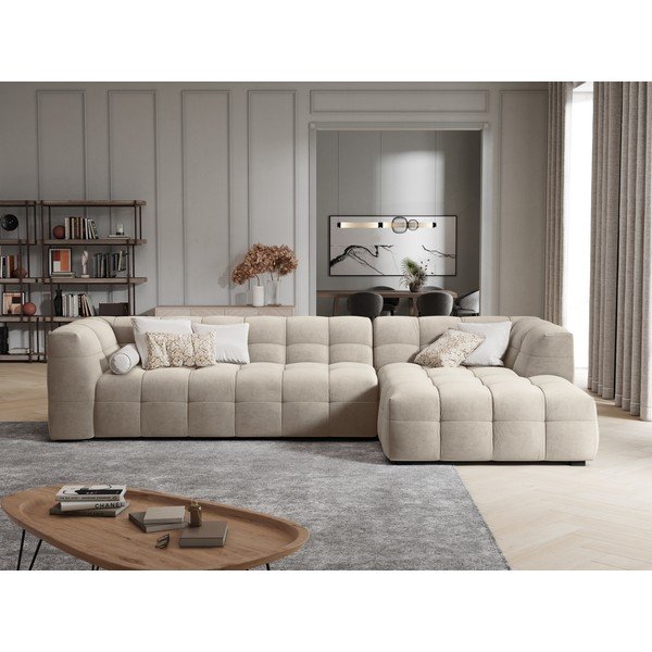 Beež sametist nurgadiivan , paremas nurgas Vesta - Windsor & Co Sofas-image-1