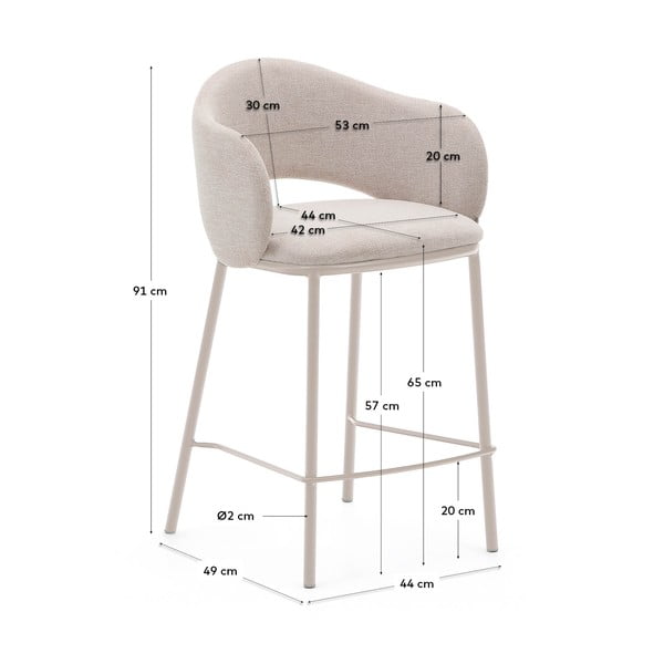 Kreem baaritool (istme kõrgus 65 cm) Maina - Kave Home-image-3