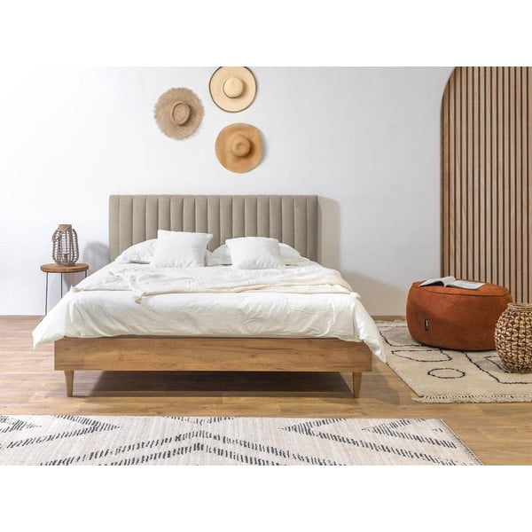 Beež/füüsiline kaheinimesevoodi koos võrega 180x200 cm Oceane - Bobochic Paris-image-2