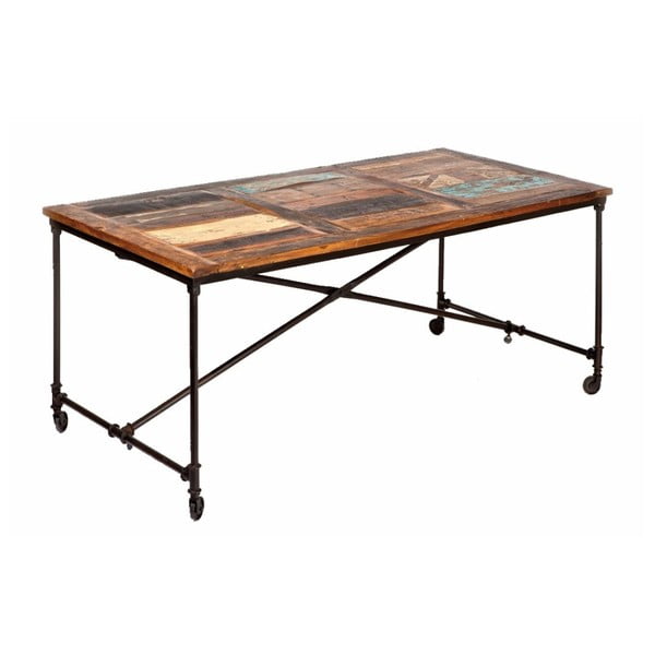 Jídelní stůl z masivního dřeva na kolečkách 13Casa Industry, šířka 180 cm