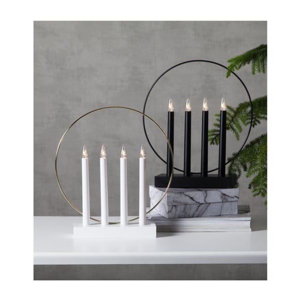 Valge LED-küünlajalg läikiv, kõrgus 35 cm - Star Trading-image-1