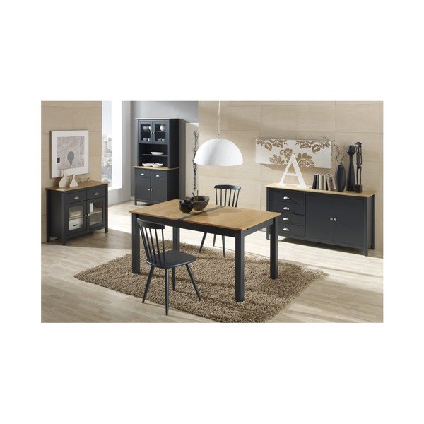 Antracitově šedý rozkládací jídelní stůl z masivního borovicového dřeva Marckeric Jade, 150 x 85 cm-image-2