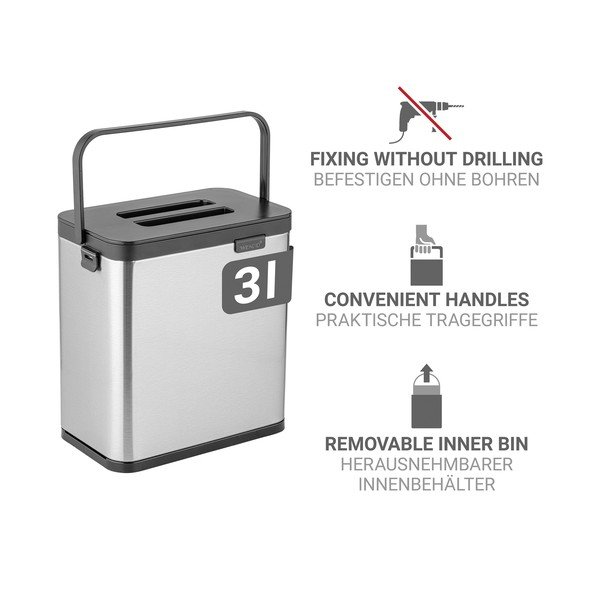 Matt hõbe komposteeritav prügikonteiner  3 l Colin - Wenko-image-4