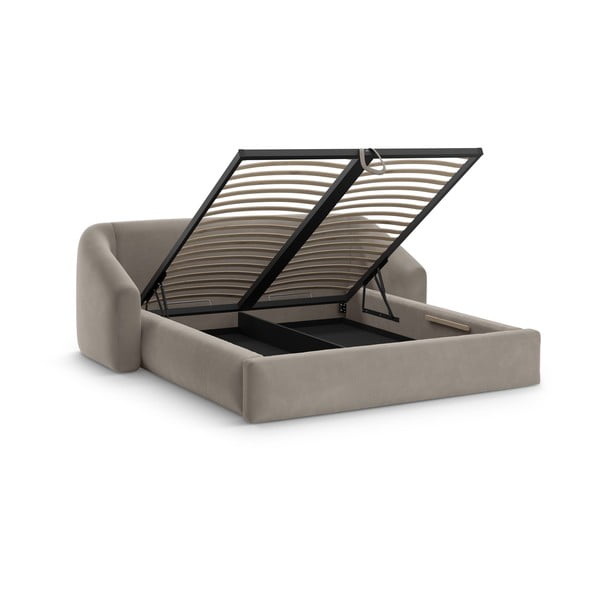 Helepruun polsterdatud kaheinimesevoodi, koos panipaiga ja restiga 140x200 cm Campi – Cosmopolitan Design-image-1