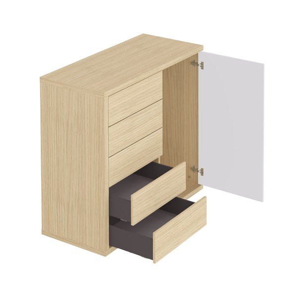 Valge madal tammepuust riidekapp 113x113 cm Hugo - TemaHome-image-3