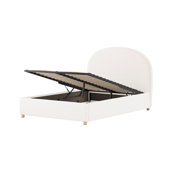 Valge polsterdatud kaheinimesevoodi koos panipaiga ja voodipõhjaga 140x200 cm Moon - Vipack-image-4