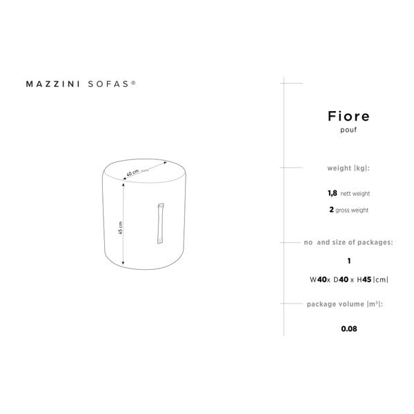 Punane pouf , ⌀ 40 cm Fiore - Mazzini Sofas-image-4