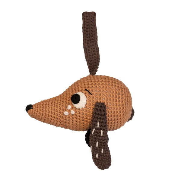 Pletená hnědá dětská hračka Sebra Crochet Dog