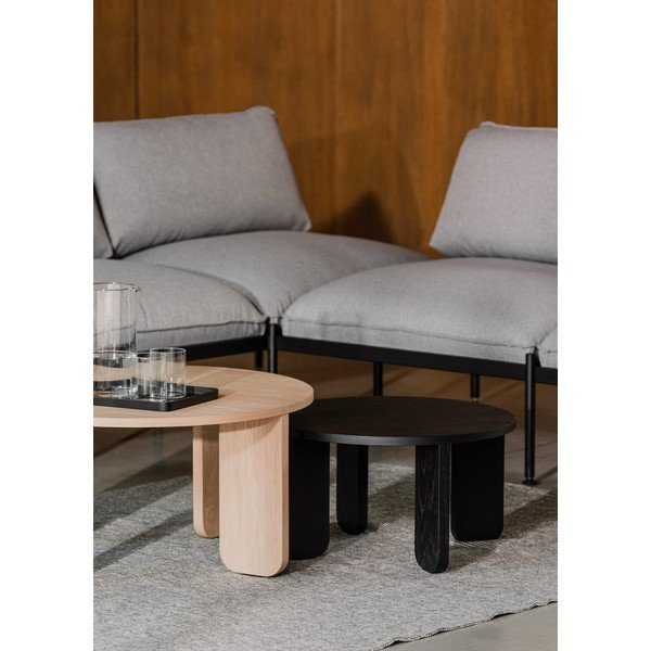 Must ümmargune kohvilaud tammepuust pealispinnaga, ø 55 cm Kuvu - noo.ma-image-1