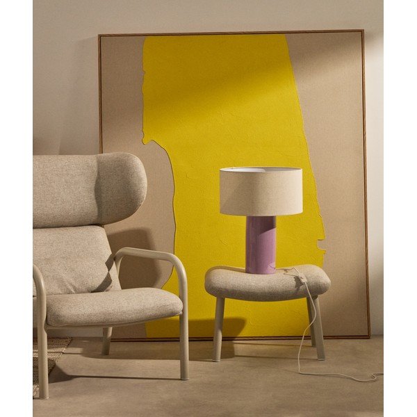 Lilla/beež laualamp tekstiilist varjuga (kõrgus 52 cm) Toneric - Kave Home-image-1