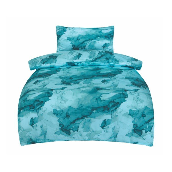 Türkiissinine puuvillasatiinist üheinimesevoodipesu 140x200 cm Deluxe Minerals - My House