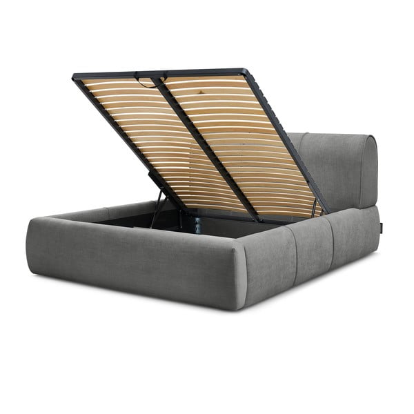 Hall polsterdatud kaheinimesevoodi koos voodipõhjaga 160x200 cm Vernon - Bobochic Paris-image-4