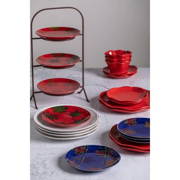 4 taldriku komplekt, punane ja must kivitoode, ø 21,6 cm. Snowflake - Casafina-image-1