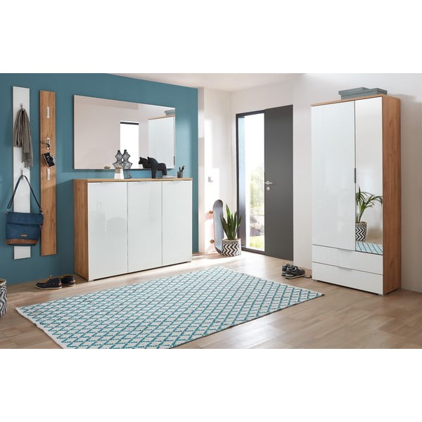 Valge tamme värvi riidekapp koos peegliga 84x196 cm Telde - Germania-image-4