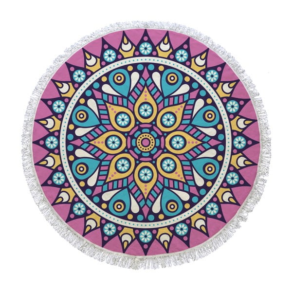 Kruhová osuška Pink Star, ⌀ 105 cm