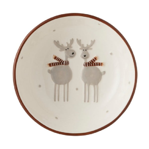 Keramická miska J-Line Reindeers, ⌀ 17 cm
