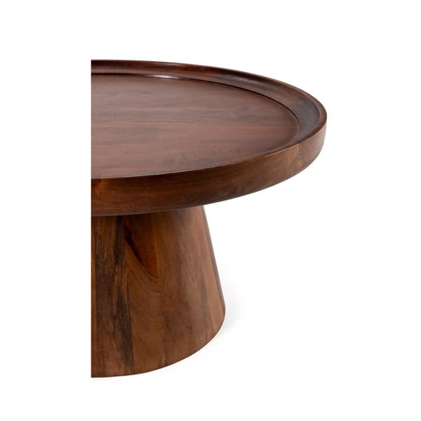 Tumepruun ümmargune mangopuidust diivanilaud ø 80 cm Rose - Marckeric-image-3