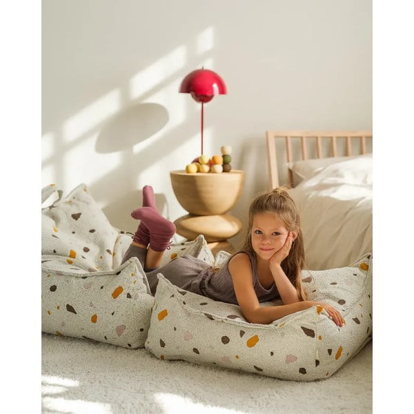 Valge buklee/šenillkangast laste kott-tool Terrazzo Square - Wigiwama-image-2