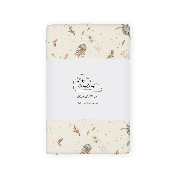 Helekollane orgaanilisest puuvillast beebide voodilina 60x120 cm Sea Garden - Cam Cam Copenhagen